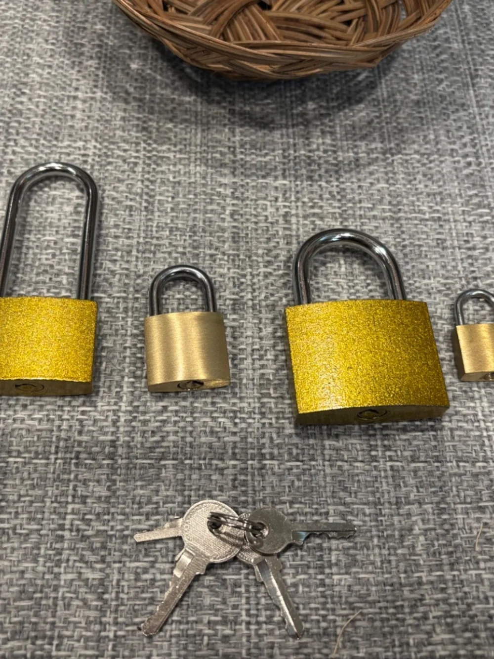 padlocks & keys in basket forlocking & unlocking lesson by idlewild montessori